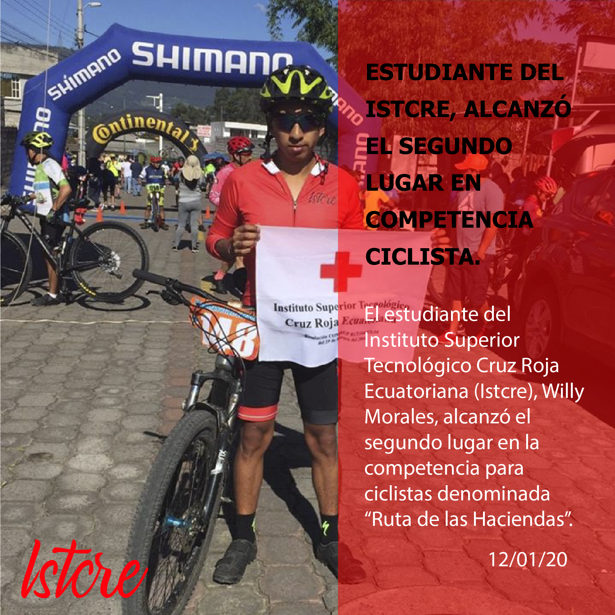 ESTUDIANTE DEL ISTCRE , ALCANZÓ EL SEGUNDO LUGAR EN COMPETENCIA DE CICLISMO